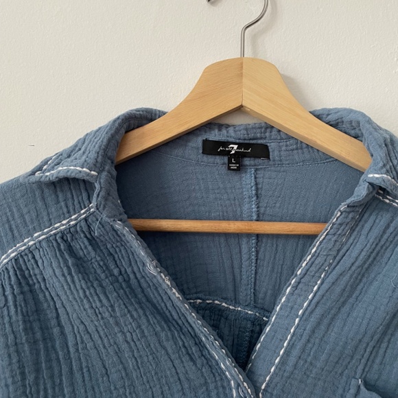 7 FOR ALL MANKIND blue button up shirt - Picture 4 of 4